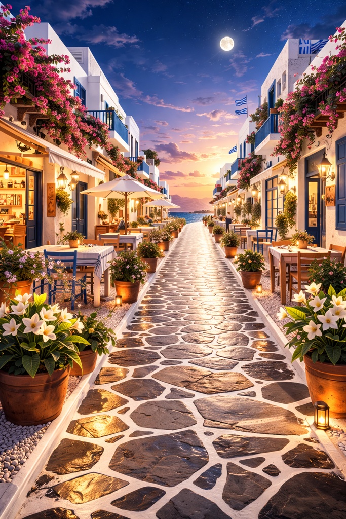 世界の路地裏(東京・国内地方・インド・ギリシャ・バリ島)10枚+おまけ1枚|配信・ゲーム背景素材|朝・夕・夜 【16:9】