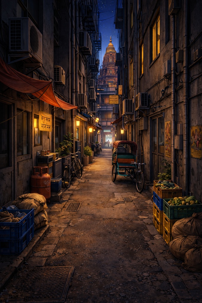 世界の路地裏(東京・国内地方・インド・ギリシャ・バリ島)10枚+おまけ1枚|配信・ゲーム背景素材|朝・夕・夜 【16:9】