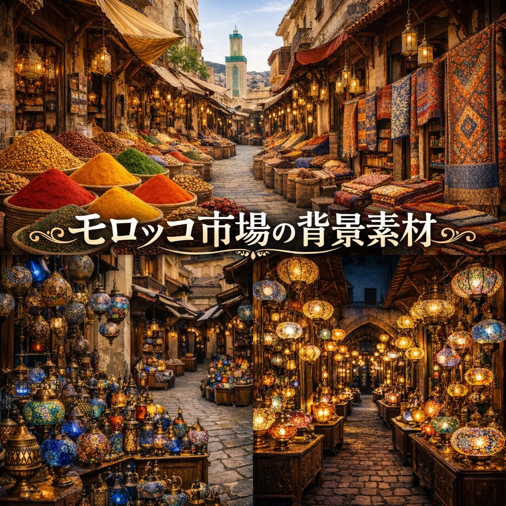 世界の迷宮都市16枚セット！｜モロッコ・フェズ｜配信・ゲーム背景素材｜縦画像・横画像