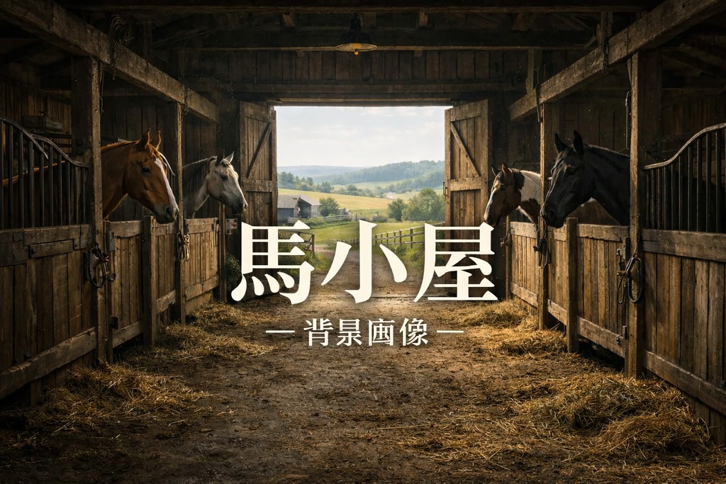 馬小屋｜農場風景｜配信・ゲーム背景素材｜朝・昼・夜【16:9】