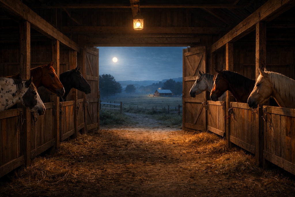 馬小屋|農場風景|配信・ゲーム背景素材|朝・昼・夜【16:9】