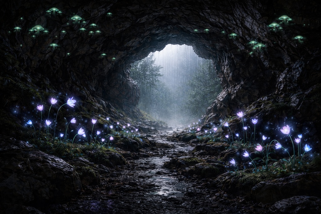 洞窟|地形|ファンタジー|配信・ゲーム背景素材【16:9】