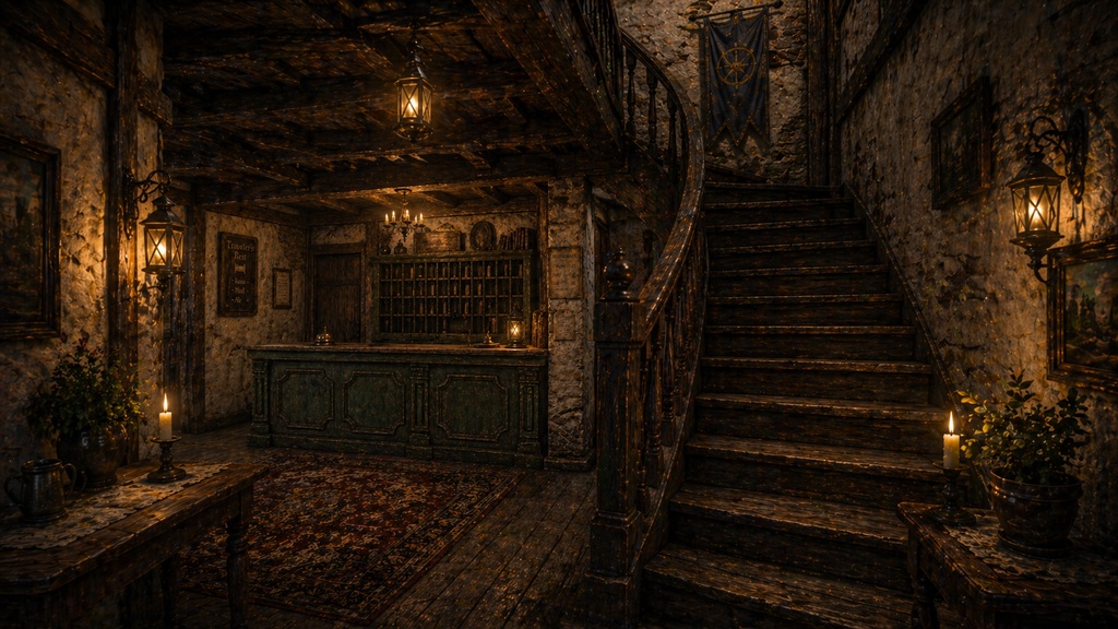 宿屋|ファンタジー|魔法|配信・ゲーム背景素材【16:9】