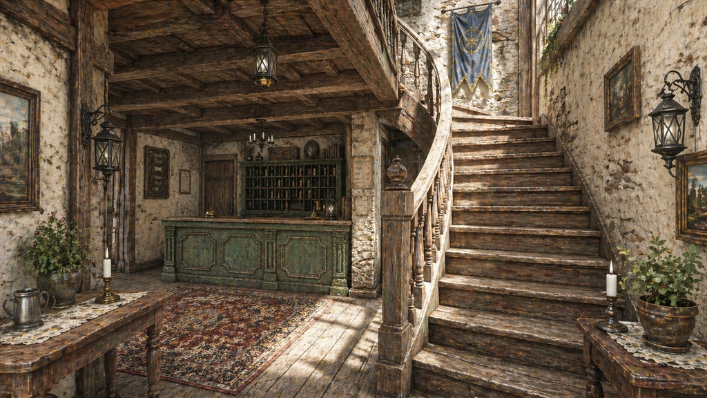 宿屋|ファンタジー|魔法|配信・ゲーム背景素材【16:9】