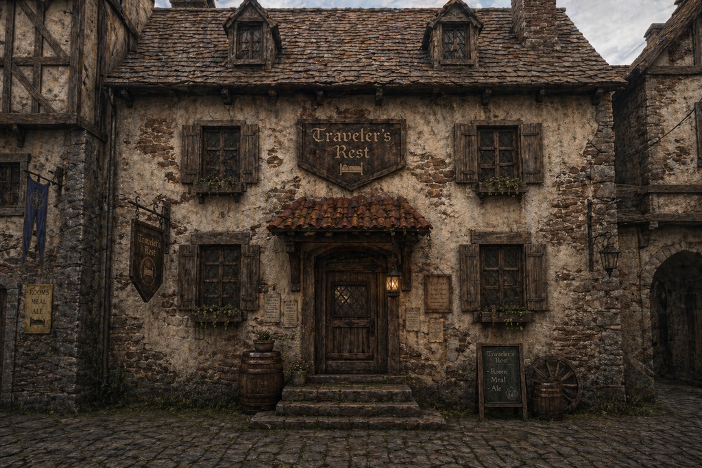 宿屋|ファンタジー|魔法|配信・ゲーム背景素材【16:9】