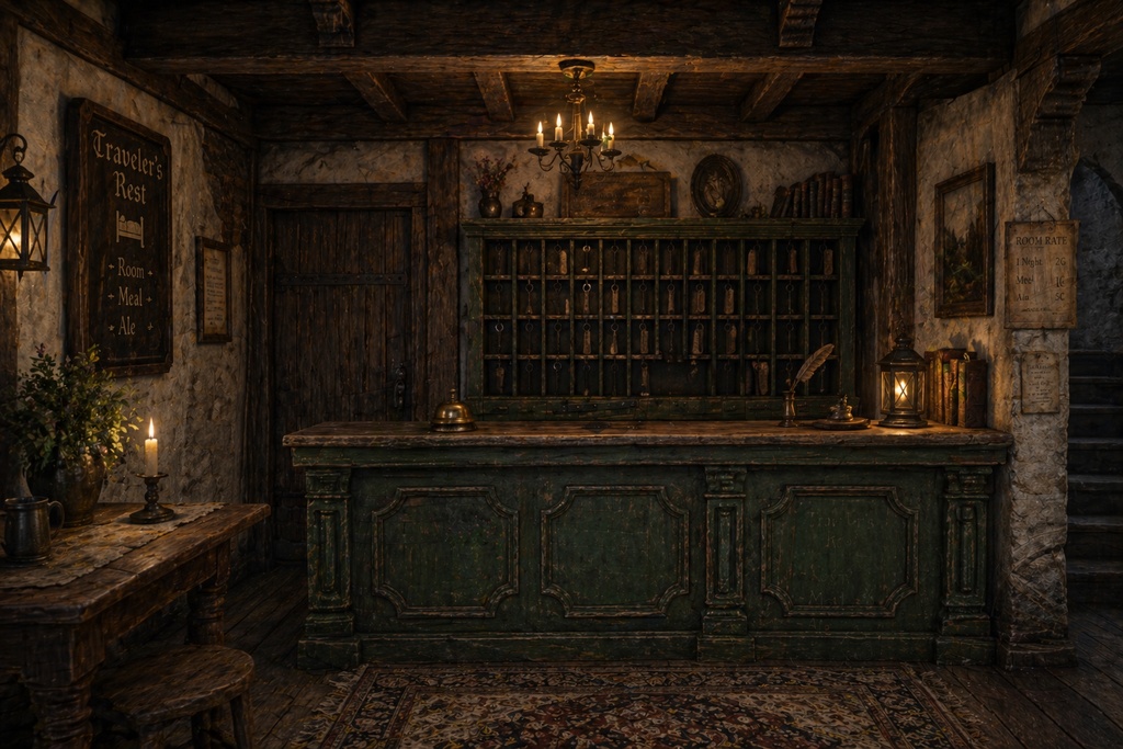 宿屋|ファンタジー|魔法|配信・ゲーム背景素材【16:9】