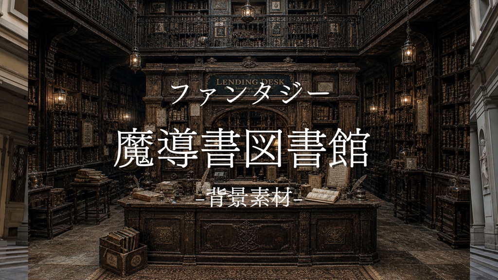魔導書図書館　5枚＋2枚の差分入り！｜ファンタジー｜魔法｜配信・ゲーム背景素材【16:9】