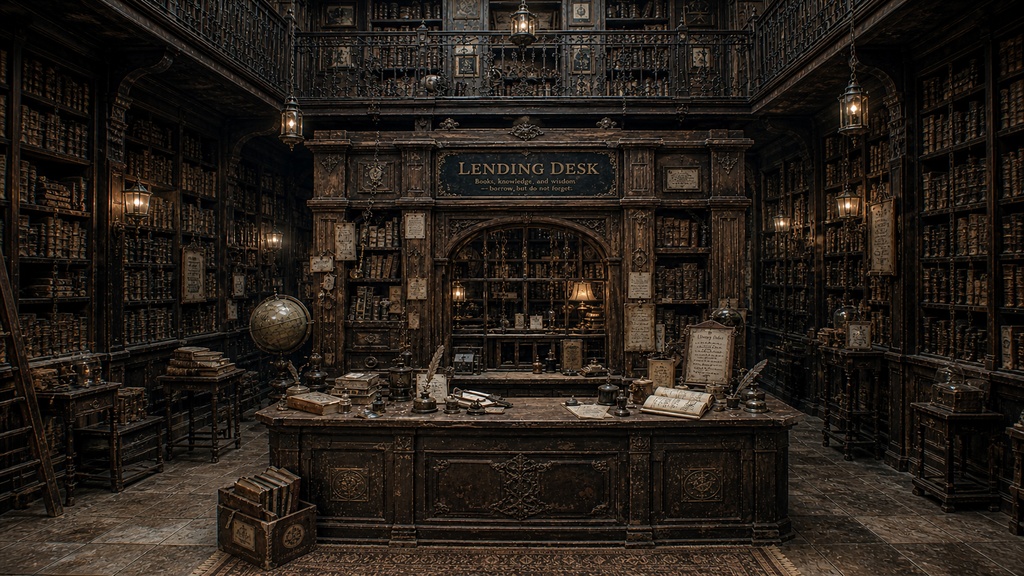 魔導書図書館 5枚+2枚の差分入り!|ファンタジー|魔法|配信・ゲーム背景素材【16:9】