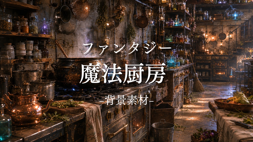 魔法厨房　5枚＋差分2枚入り！｜ファンタジー｜魔法｜配信・ゲーム背景素材【16:9】