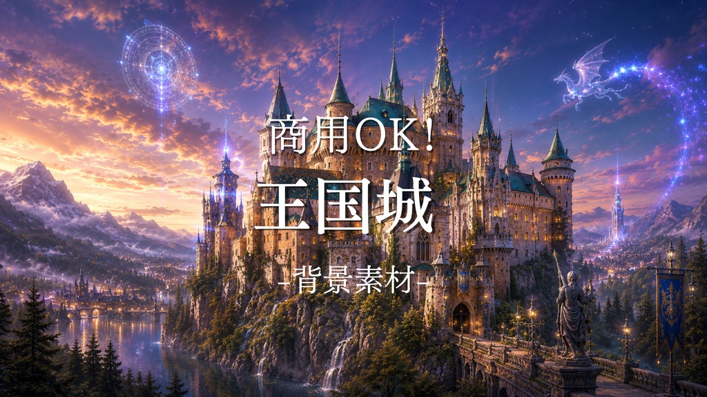 王国城　5枚＋差分3枚入り！｜ファンタジー｜魔法｜配信・ゲーム背景素材【16:9】