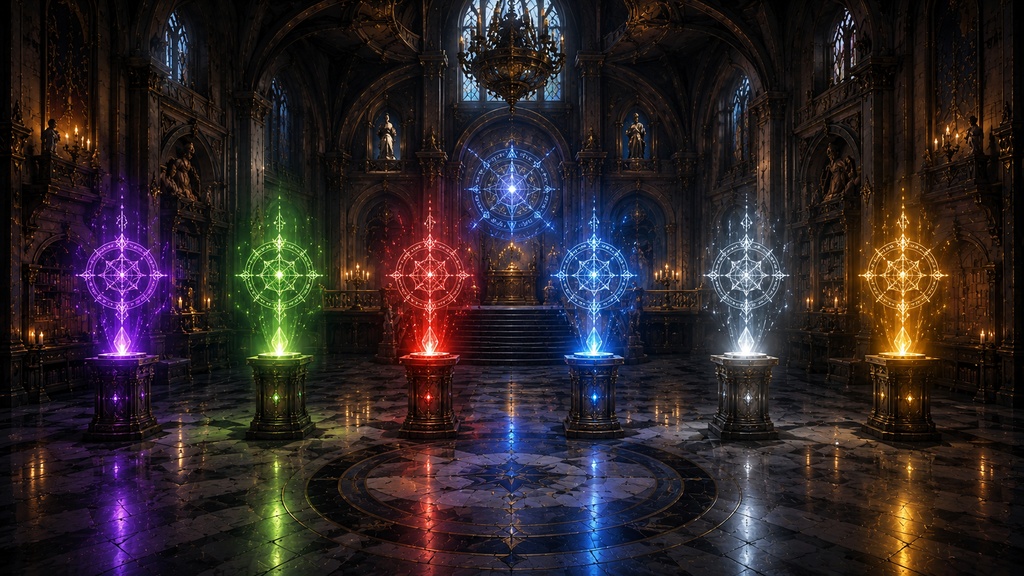 魔法スキルギルド 7枚入り!|ファンタジー|魔法|配信・ゲーム背景素材【16:9】