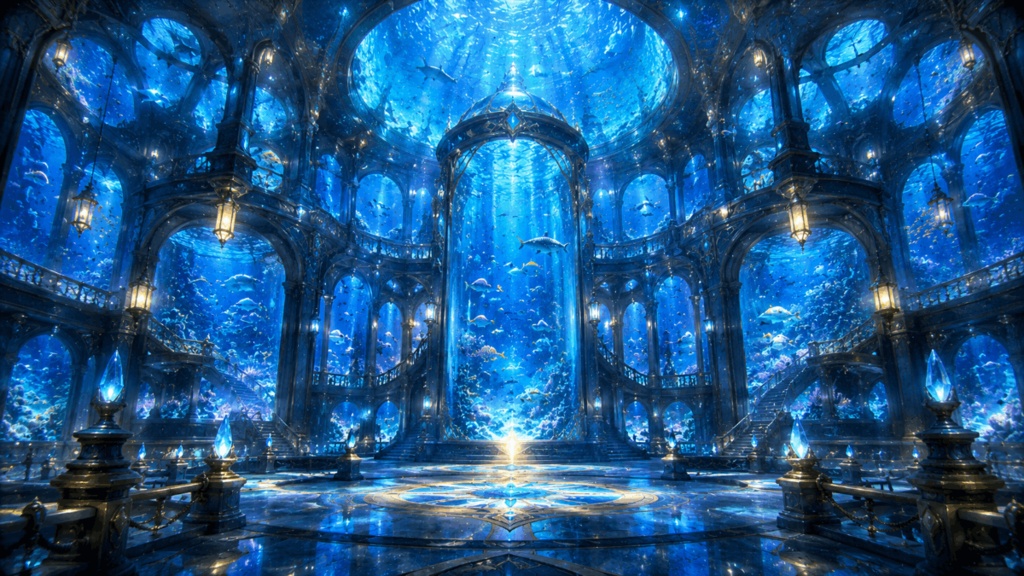 魔法水族館 5枚+2枚入り!|ファンタジー|魔法|配信・ゲーム背景素材【16:9】