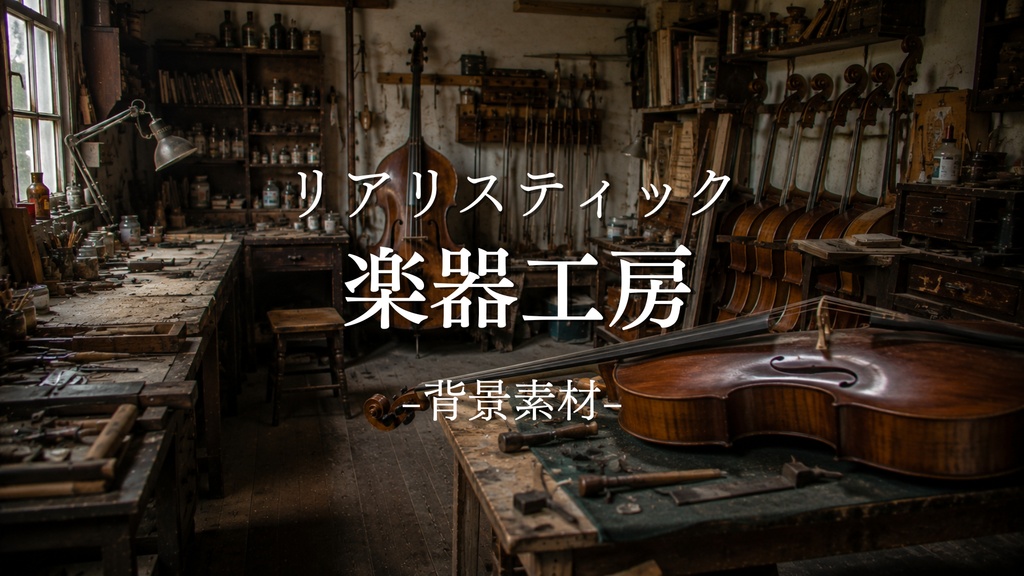 楽器工房　15枚入り！｜ファンタジー｜魔法｜配信・ゲーム背景素材【16:9】
