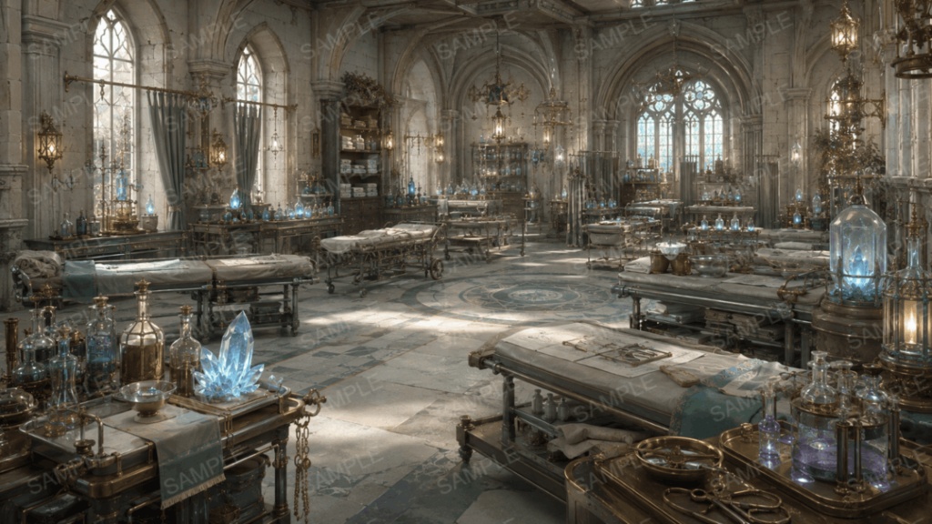 王立魔法病院 33枚入り!|ファンタジー|魔法|配信・ゲーム背景素材【16:9】