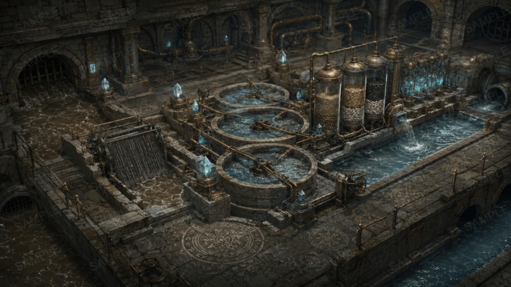 【王都地下区画・巨大地下水道】10枚|ファンタジー|配信・ゲーム背景素材【16:9】