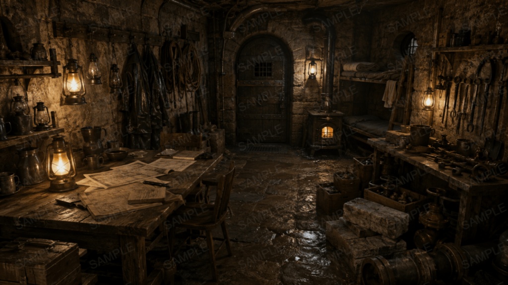【王都地下区画・巨大地下水道】10枚|ファンタジー|配信・ゲーム背景素材【16:9】