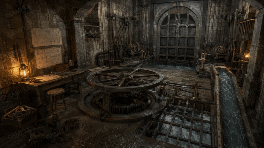 【王都地下区画・巨大地下水道】10枚|ファンタジー|配信・ゲーム背景素材【16:9】
