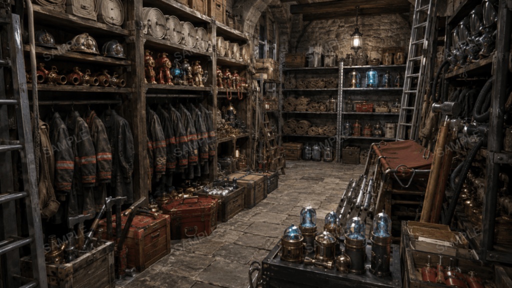 【王立魔法消防局】10枚入り|ファンタジー|消防署|配信・ゲーム背景素材【16:9】