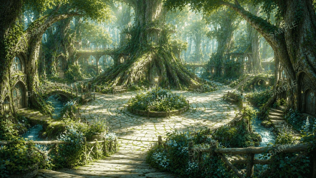 【エルフの森】11枚入り|ファンタジー|異世界|配信・ゲーム背景素材【16:9】