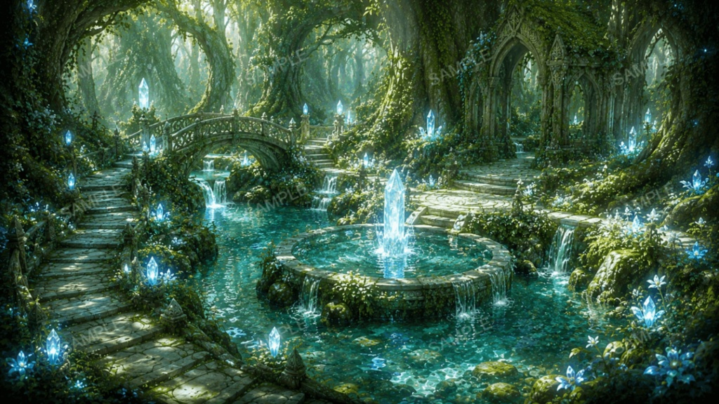 【エルフの森】11枚入り|ファンタジー|異世界|配信・ゲーム背景素材【16:9】