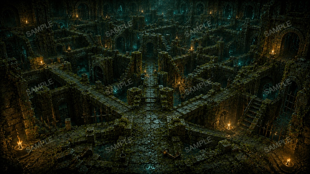 【地下迷宮】15枚入り|ダンジョン・古代遺跡|配信・ゲーム背景素材【16:9】