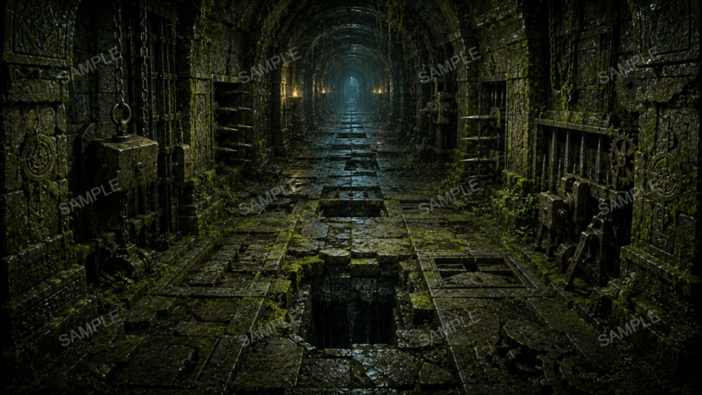 【地下迷宮】15枚入り|ダンジョン・古代遺跡|配信・ゲーム背景素材【16:9】