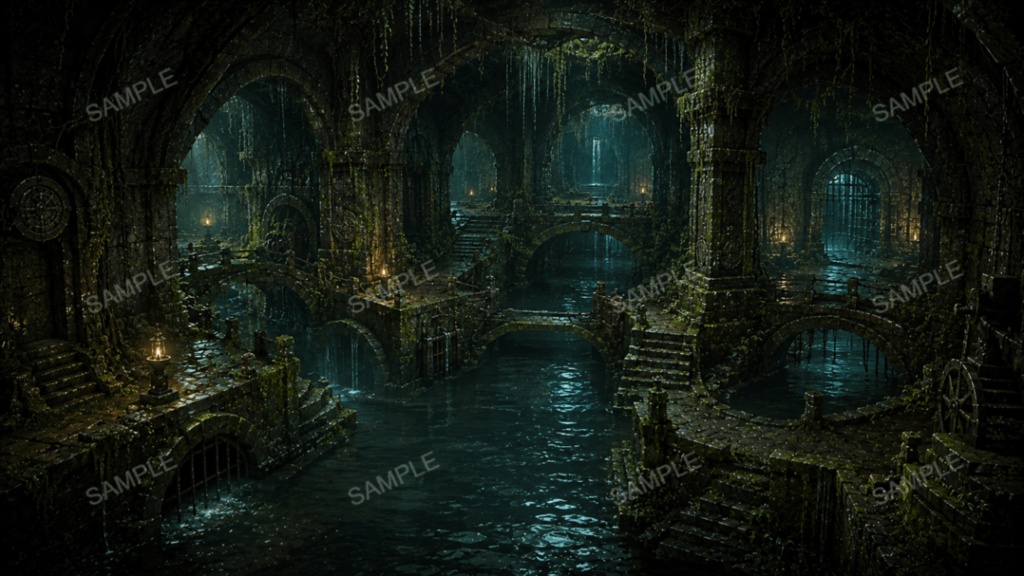 【地下迷宮】15枚入り|ダンジョン・古代遺跡|配信・ゲーム背景素材【16:9】
