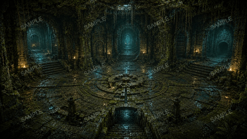 【地下迷宮】15枚入り|ダンジョン・古代遺跡|配信・ゲーム背景素材【16:9】