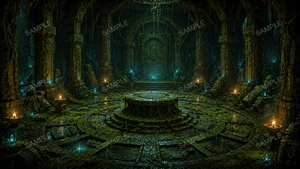 【地下迷宮】15枚入り|ダンジョン・古代遺跡|配信・ゲーム背景素材【16:9】