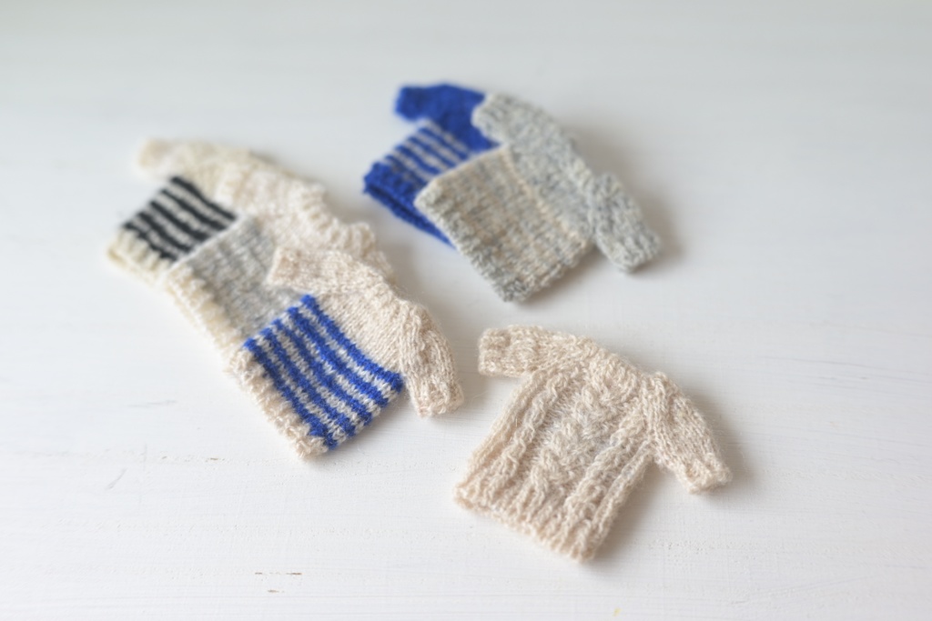 カシミヤ  半袖 ボーダーセーター