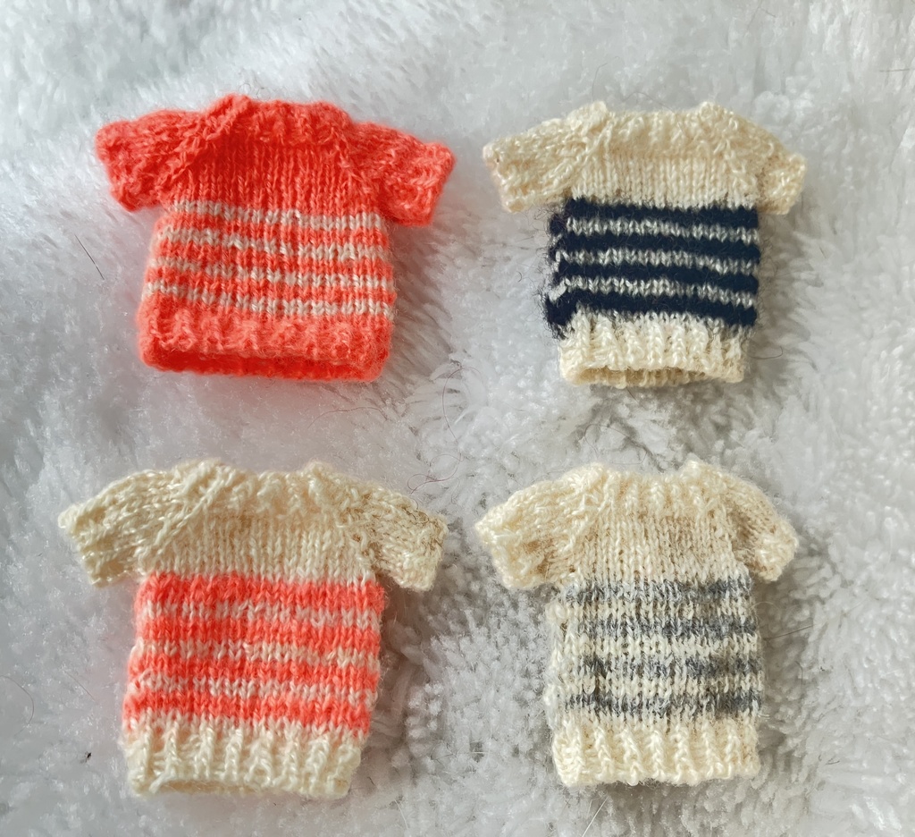 カシミヤ  半袖 ボーダーセーター