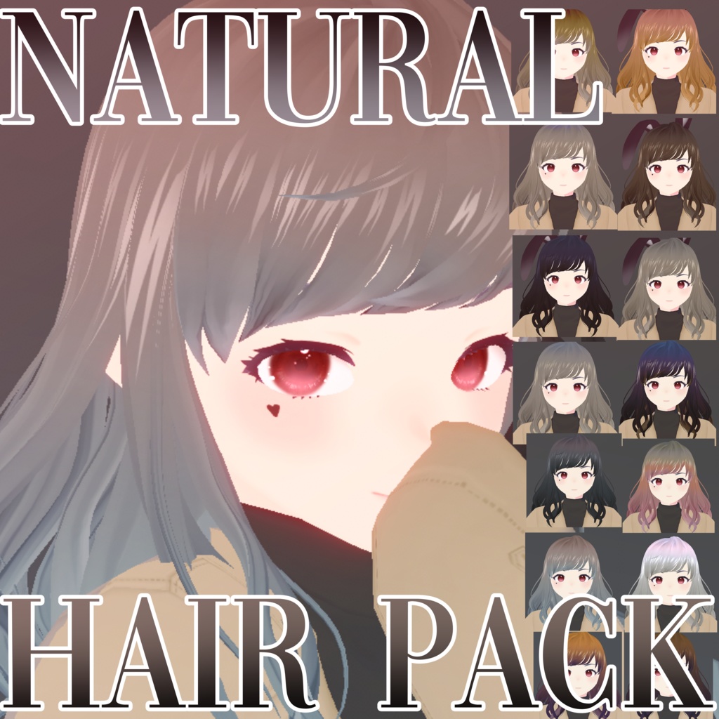 [ VROID ] NATURAL HAIR PACK 14 COLORS | ナチュラルヘアパック 14色