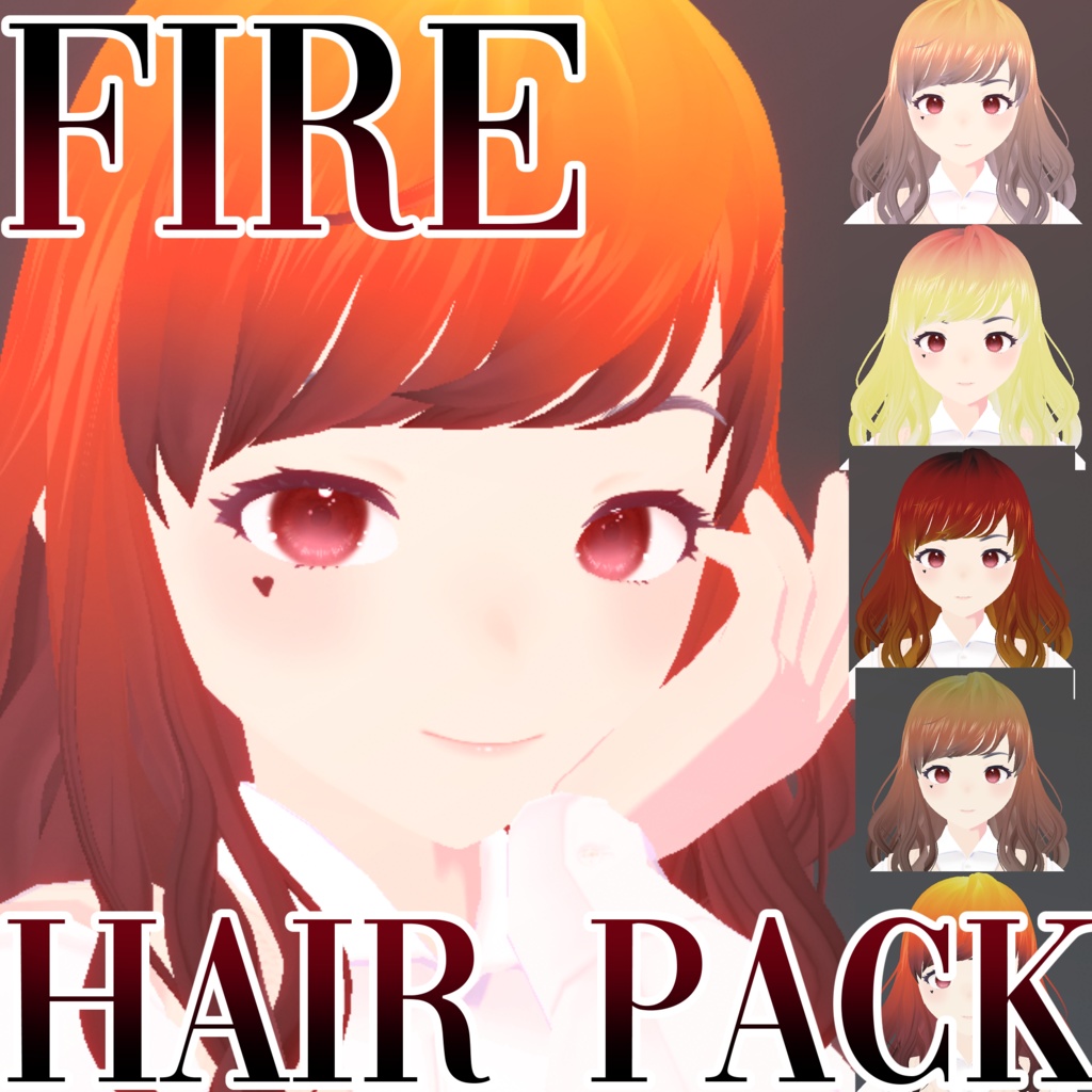 [ VROID ] Fire Hair Pack 5 Colors | ファイヤー ヘアパック 5色