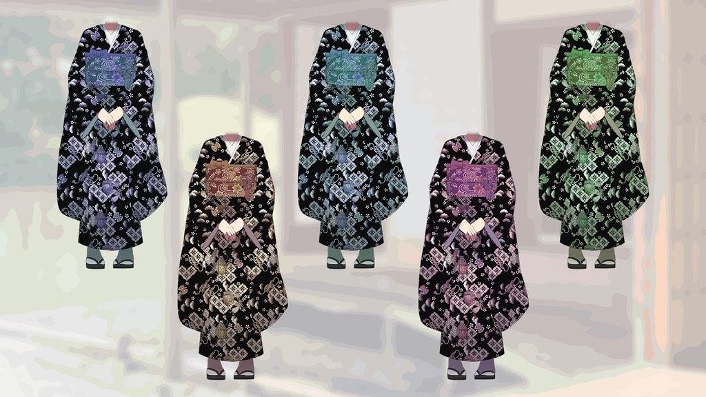 誰でも振袖・袴立ち絵イラスト【お正月向け】