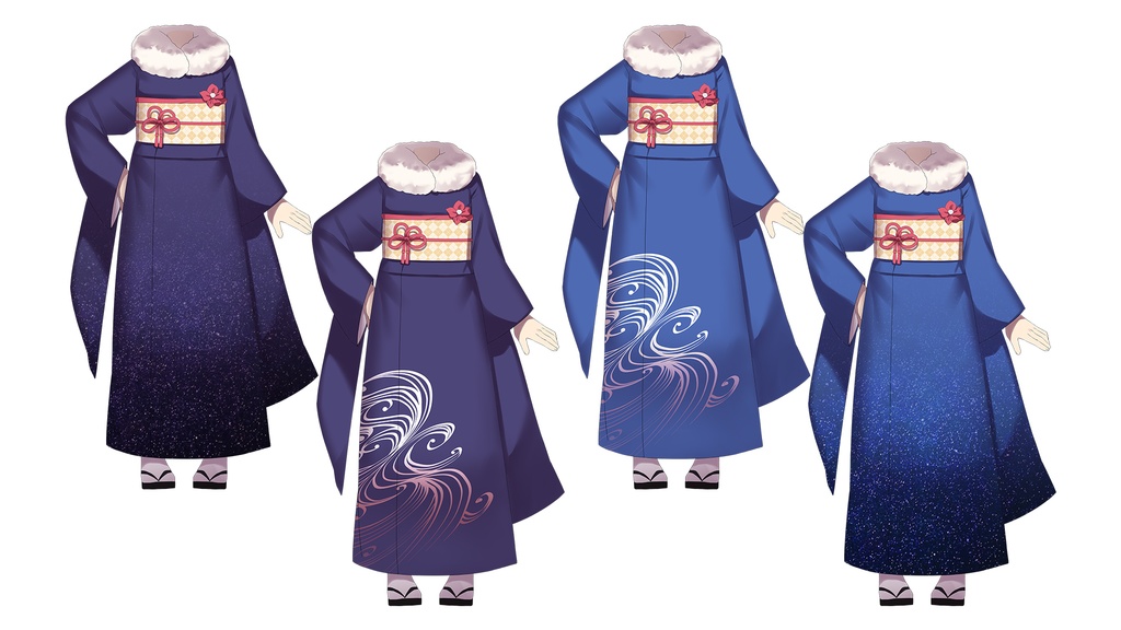 誰でも振袖・袴立ち絵イラスト【お正月向け】