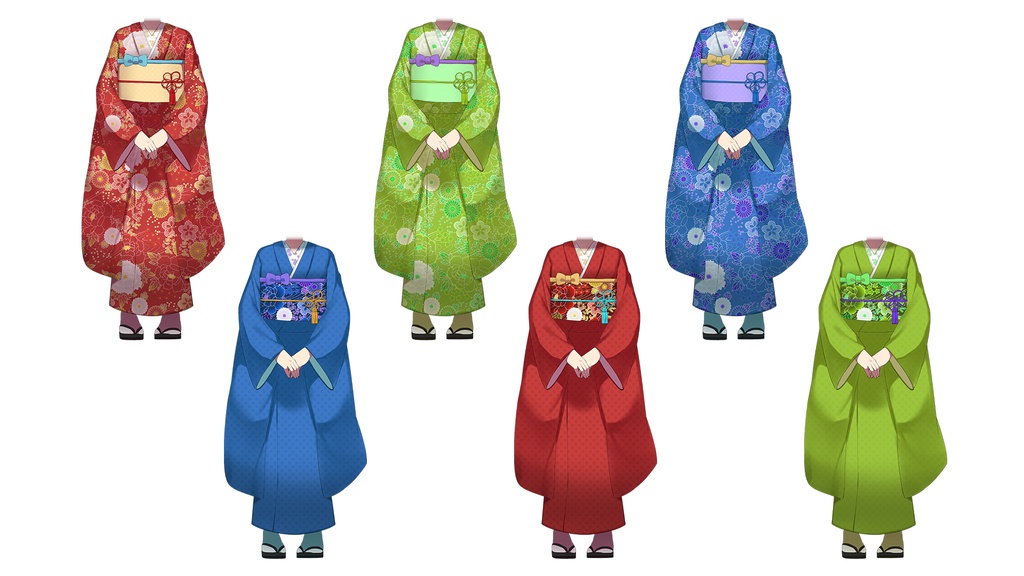 誰でも振袖・袴立ち絵イラスト【お正月向け】