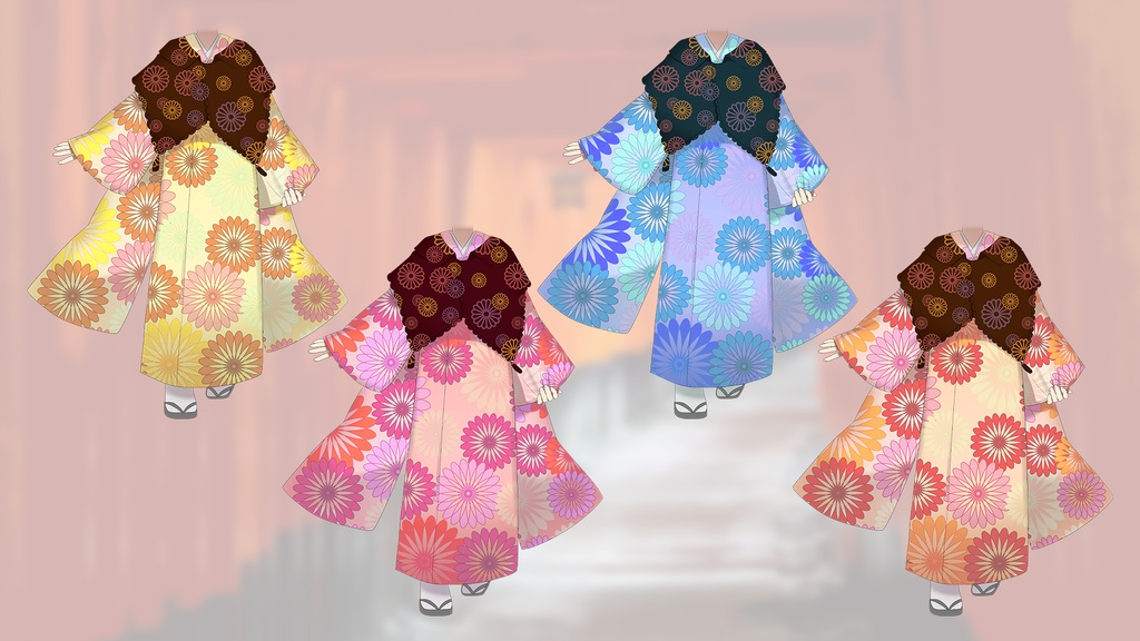 誰でも振袖・袴立ち絵イラスト【お正月向け】