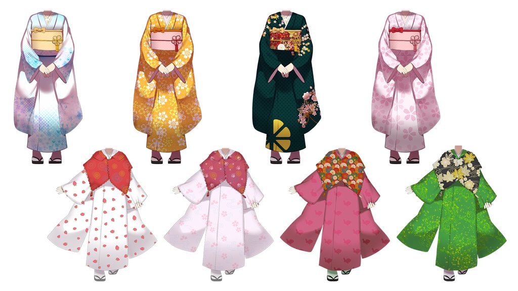 誰でも振袖・袴立ち絵イラスト【お正月向け】