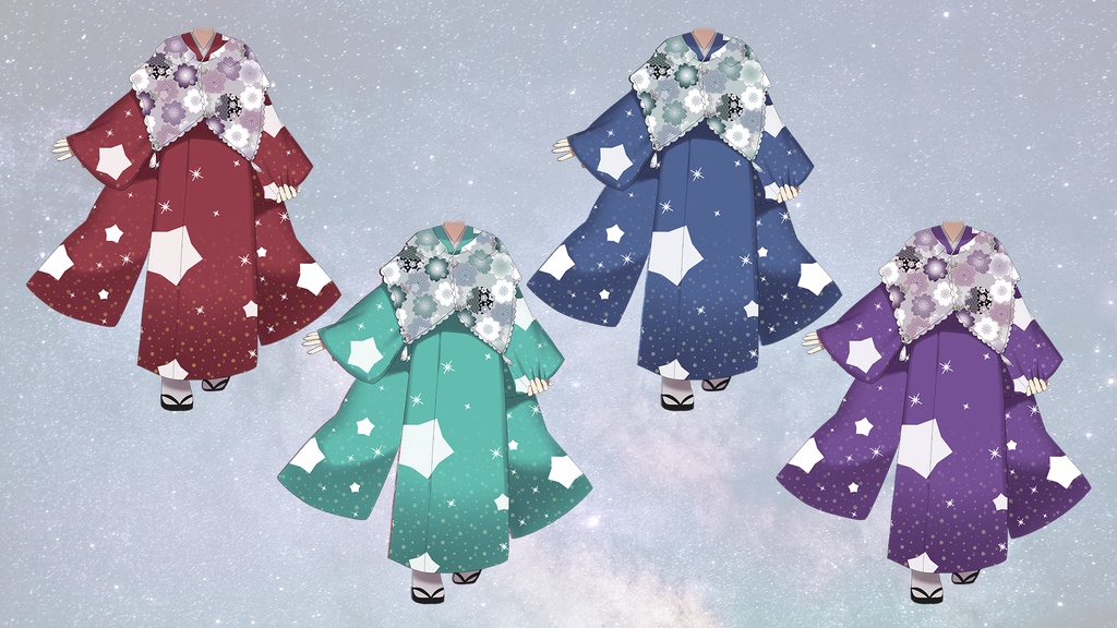 誰でも振袖・袴立ち絵イラスト【お正月向け】