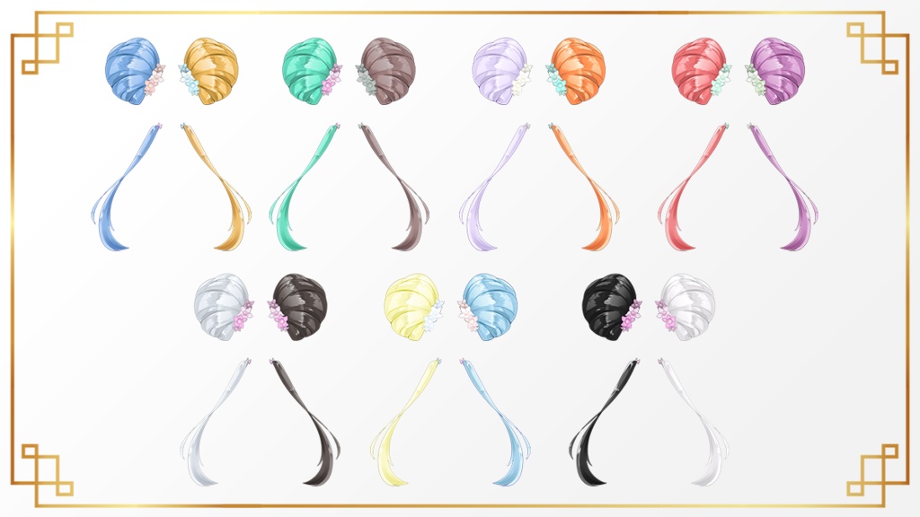 【フリー素材】誰でもお団子ウィッグ・エクステセット【Vtuber / キャラクター向け】