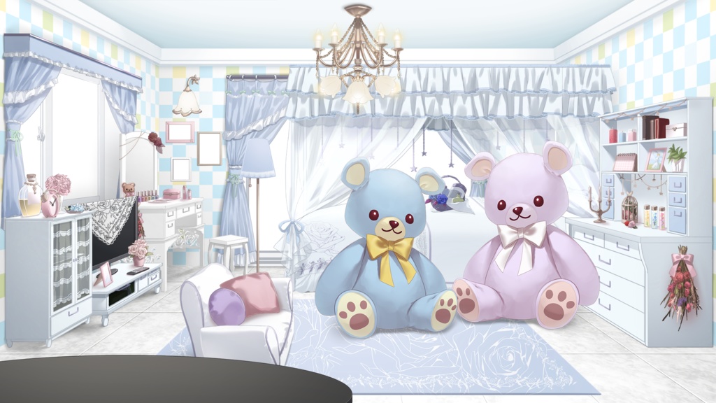 大きなクマのぬいぐるみセット【うさねこ式カスタムお部屋配信枠/配信背景】