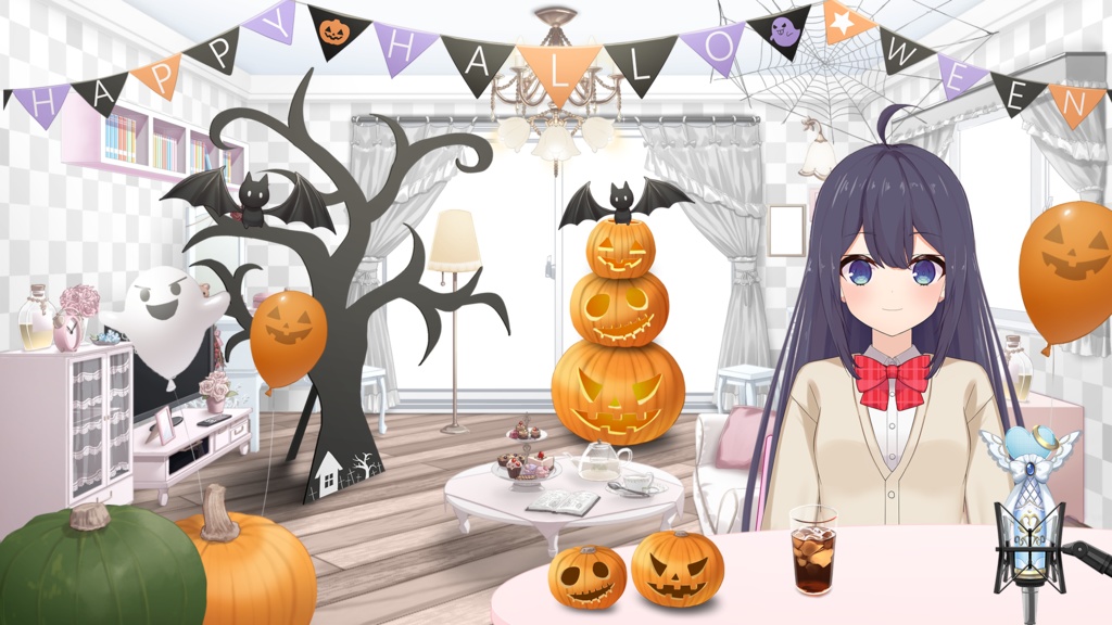 【ハロウィン配信素材】ハロウィンパーティお部屋セットVol.1【お部屋配信枠】