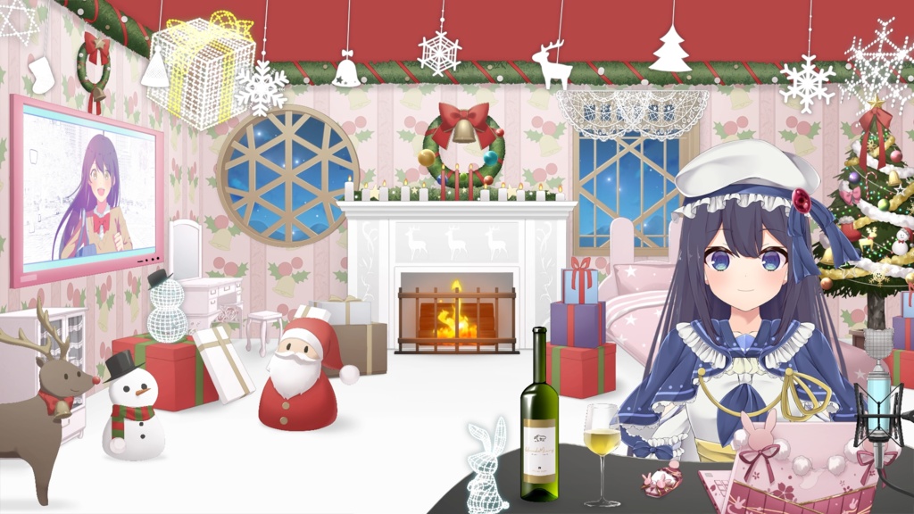 【クリスマス配信素材Vol.3】壁・窓・イルミネーションセット【配信枠/Vtuber】