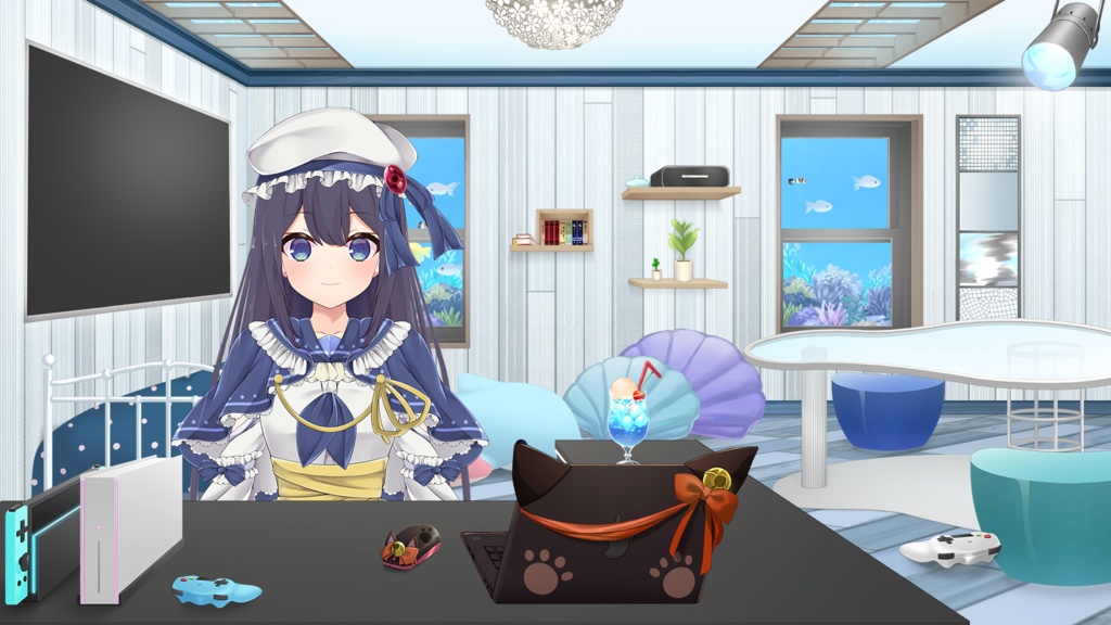 【配信素材】ゲーム機セット【Vtuber・うさねこ式カスタムお部屋】