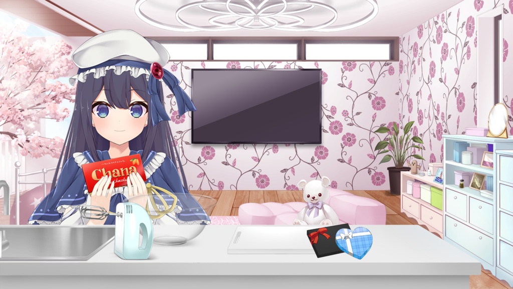 【キッチン・クッキングセット】チョコ・バレンタインver【うさねこ式カスタムお部屋配信枠】