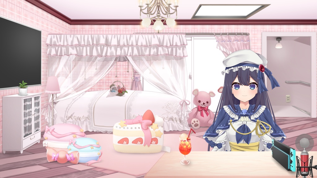 【イラスト背景】スイーツクッションセット【うさねこ式カスタムお部屋】