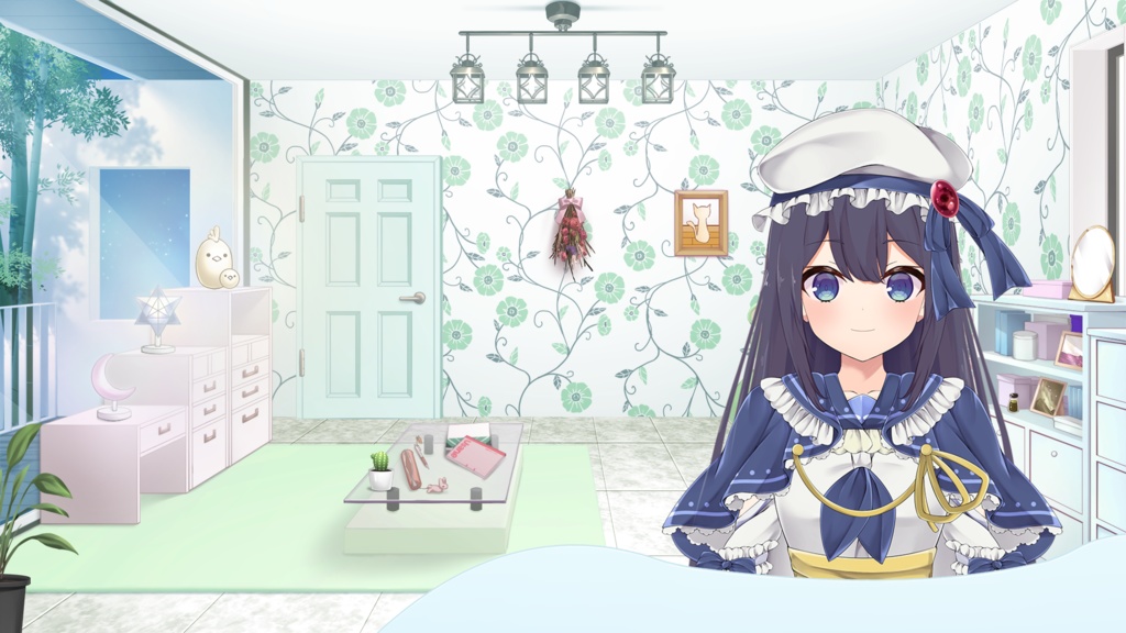 【イラスト素材】間接照明+小棚セット【うさねこ式カスタムお部屋】