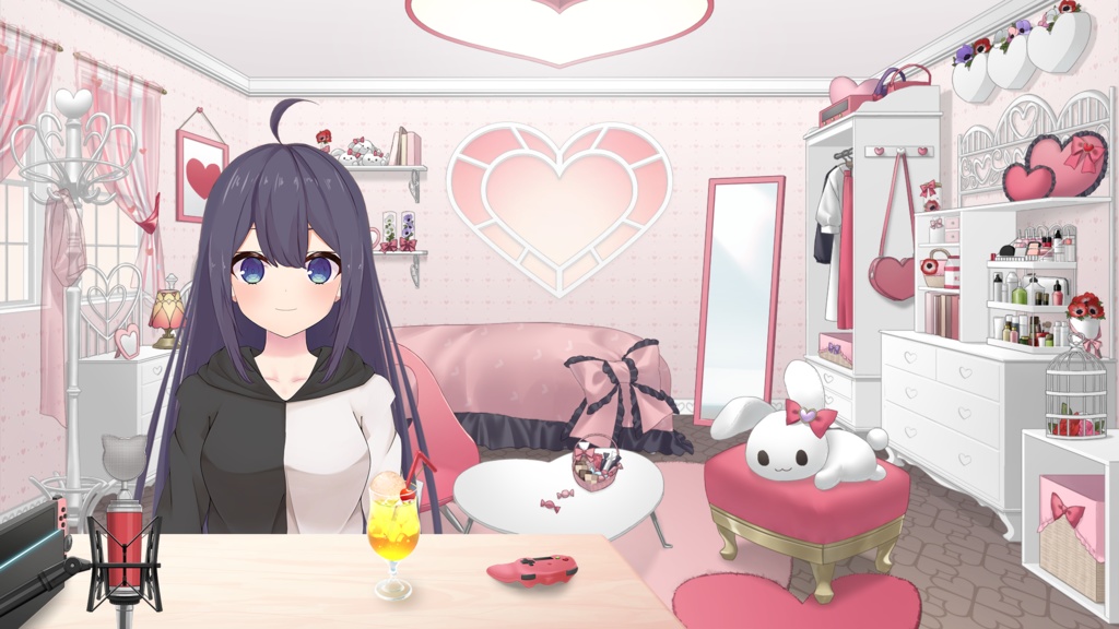 【ハートのお部屋】お部屋セットVol.13【うさねこ式カスタムお部屋配信枠】