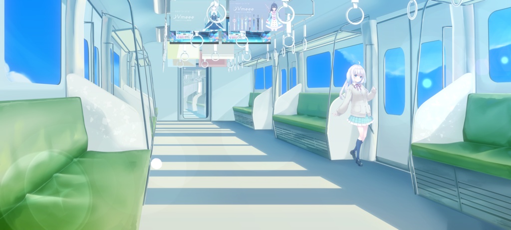 【VTuber/動画師向け】電車内素材セット2【イラスト系MV/OP/ED】