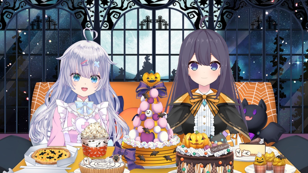 【ハロウィン配信素材】パーティーセット ハロウィンver【うさねこ式カスタムお部屋プレミアム】